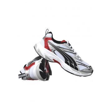 Pantofi sport barbati  Morphic - material textil - siret - talpa de cauciuc ALB - Alb | Negru