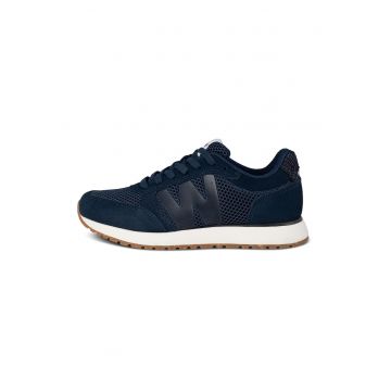 Pantofi sport de piele intoarsa cu garnituri de plasa - Bleumarin