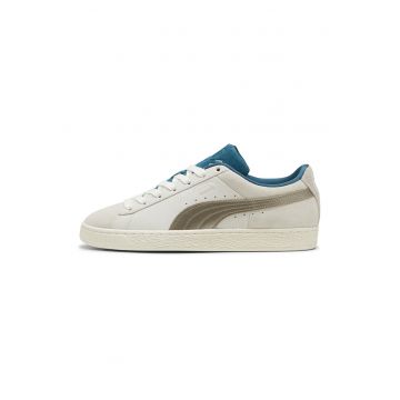 Pantofi sport de piele intoarsa cu insertii de piele :Play - Bej/Verde masliniu/Albastru petrol