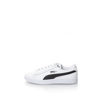 Pantofi sport de piele si piele ecologica Smash V2 - Negru/Alb optic