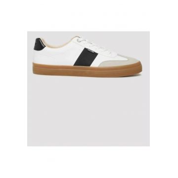 Pantofi sport din piele ecologica si detalii contrastante - Alb