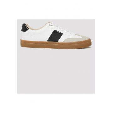 Pantofi sport din piele ecologica si detalii contrastante - Alb