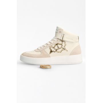 Pantofi sport high-top de piele - Alb fildes
