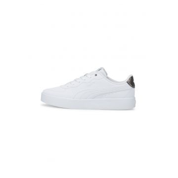 Pantofi sport low-top din piele ecologica Skye Clean Raw Metallic - Alb