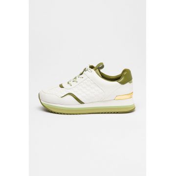 Pantofi sport de piele ecologica Raina - Alb/Verde masliniu