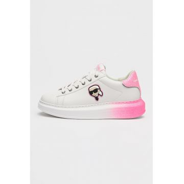 Pantofi sport din piele cu logo - Alb/Roz