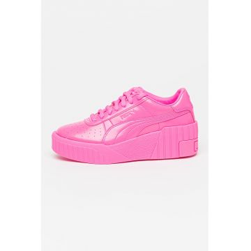 Pantofi sport din piele ecologica cu talpa wedge Cali - Fucsia