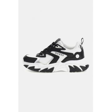 Pantofi sport low-cut cu talpa wedge - Alb optic/Negru