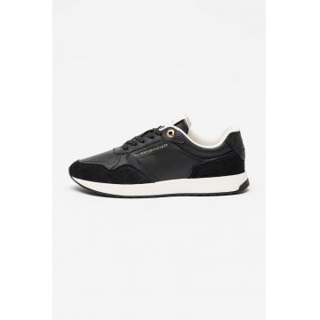 Pantofi sport low-cut de piele - Negru/Galben mustar