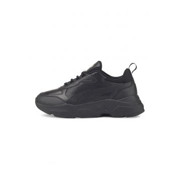 Pantofi sport low-top de piele ecologica Cassia - Auriu/Negru