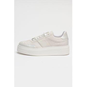 Pantofi sport Moxy low-cut cu platforma - Alb/Argintiu