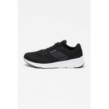 Pantofi sport wedge cu segmente de piele intoarsa sintetica - Alb/Negru