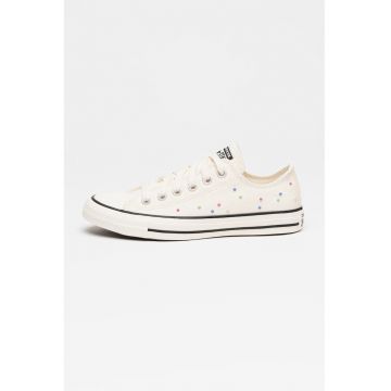 Tenisi din panza cu aplicatie cu margele Chuck Taylor All Star - Alb murdar