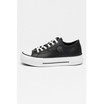 Tenisi low-cut din piele cu talpa cu amortizare - Negru/Alb optic