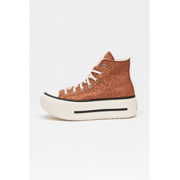 Tenisi mid-high unisex cu talpa flatform Chuck Taylor All Star Lift Double Stack - Maro deschis