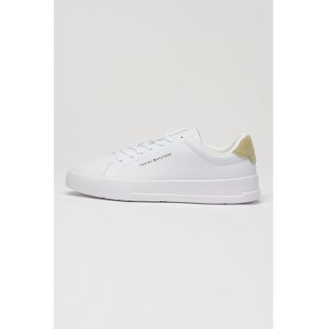 Pantofi sport Court din piele cu logo - Verde pal/Alb optic