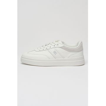 Pantofi sport Court low-cut cu monograma - Maro taupe deschis/Alb optic