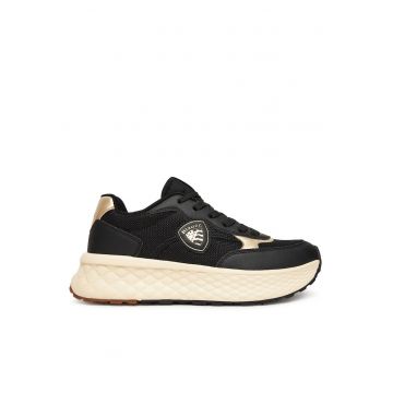 Pantofi sport dama -  textil - auriu/negru