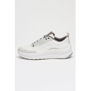 Pantofi sport din material textil cu talpa wedge - Gri deschis/Alb optic