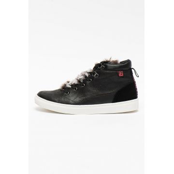 Pantofi sport high-top cu detalii de blana sintetica Willow - Negru