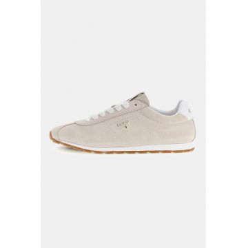 Pantofi sport low-cut din piele intoarsa - Bej deschis
