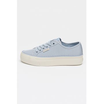 Pantofi sport low-cut flatform - Albastru pastel/Bej deschis