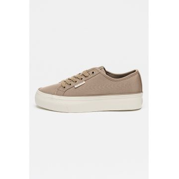 Pantofi sport low-cut flatform - Maro taupe/Alb murdar