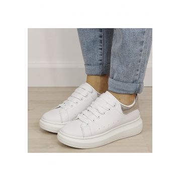 Sneakers albi/argintii cu talpa groasa M-623 M2 19376 - Alb