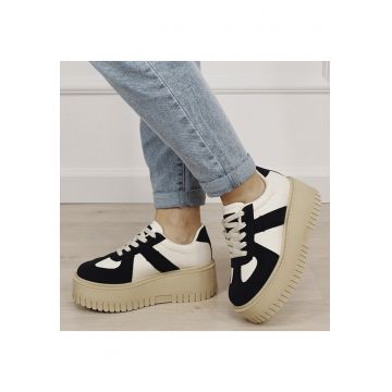 Sneakers bej/negru cu platforma 8979 M3 19394 - Bej