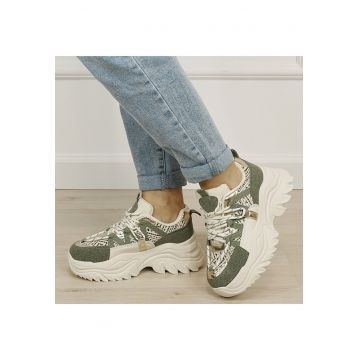 Sneakers bej/verde cu talpa groasa DKB9201 M4 19406 - Verde