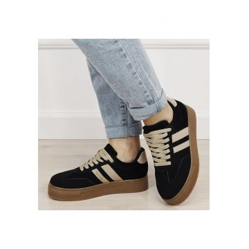 Sneakers negri cu talpa groasa 9059 M2 19400 - Negru