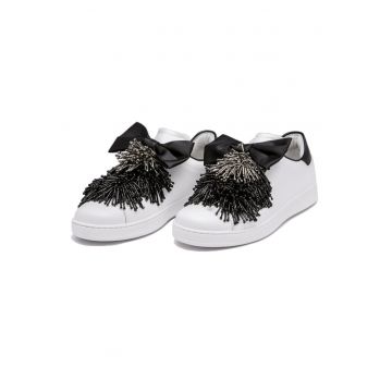 Tenisi  albi cu detalii negre