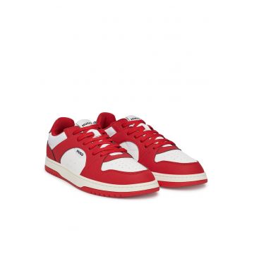 Tenisi barbati  Open Red 640 - piele ecologica - alb si rosu -