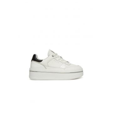 Pantofi sport dama -  Bic.Ottico/Nero - piele naturala - alb -
