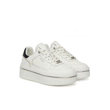 Pantofi sport dama -  Bic.Ottico/Nero - piele naturala - alb -