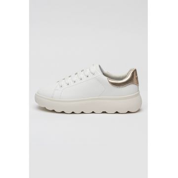 Pantofi sport de piele cu talpa masiva - Alb/Auriu