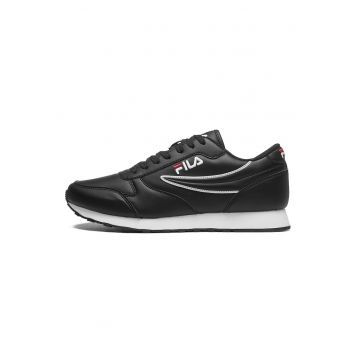 Pantofi sport de piele ecologica cu logo brodat Orbit Low - Negru stins
