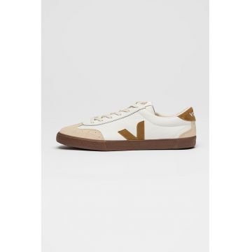 Pantofi sport din piele cu detalii contrastante - Alb/Caramel/Grej