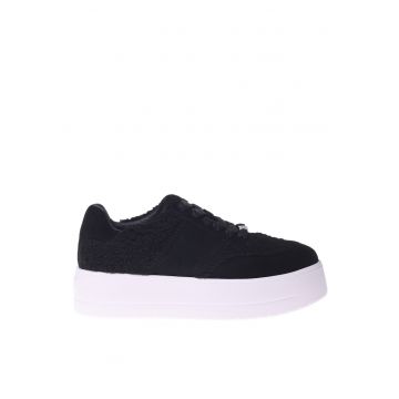 Pantofi sport flatform cu garnituri din piele intoarsa - Negru