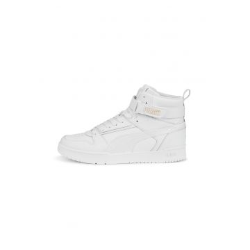 Pantofi sport high-top unisex cu insertii din piele RBD Game - Alb