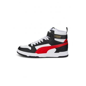 Pantofi sport high-top unisex cu insertii din piele RBD Game - Rosu/Alb/Negru