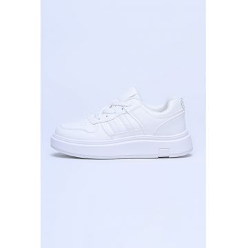 Pantofi sport wedge din piele ecologica - Alb