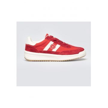 Pantofi sport cu insertii de piele intoarsa&logo discret