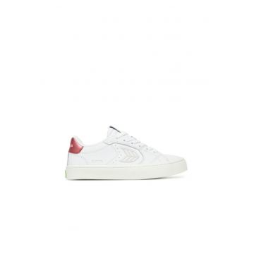 Pantofi sport dama  model Salvas - piele naturala - alb - gheata si rosu metalic