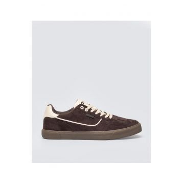 Pantofi sport din material textil si detalii contrastante