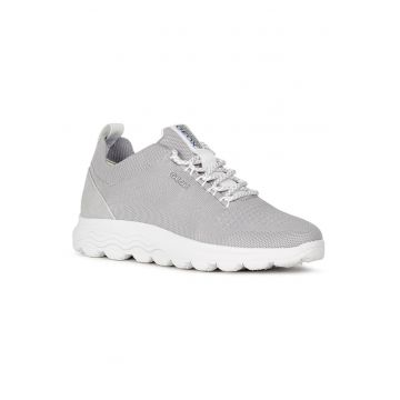 Pantofi sport din plasa tricotata cu detaliu de piele - Gri