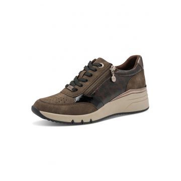 Pantofi sport wedge cu fermoar - Maro