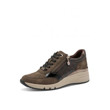 Pantofi sport wedge cu fermoar - Maro