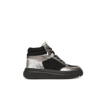 Tenisi dama  019 9-26212-45 - piele naturala - negru/argintiu