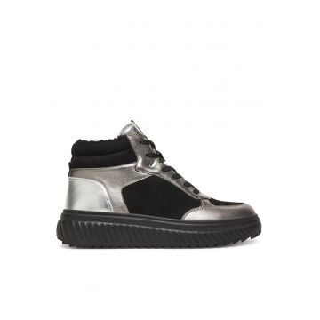 Tenisi dama  019 9-26212-45 - piele naturala - negru/argintiu